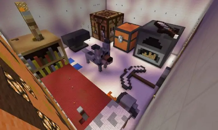 Комната Стива, только в очень большом масштабе - так что игрок выглядит маленьким в сравнении с другими предметами
