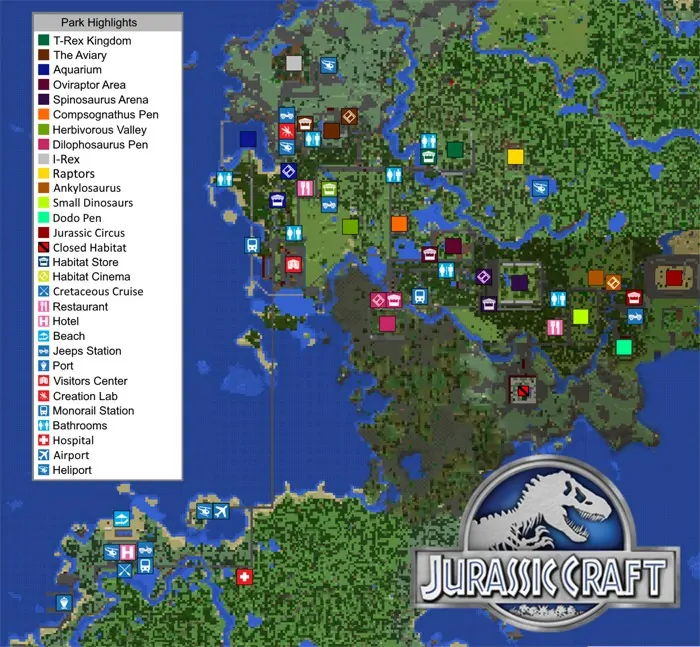 Карта Парка с динозаврами